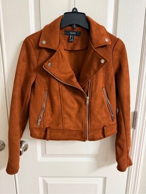 Forever 21 Brown Faux Suede Crop Jacket Size S
